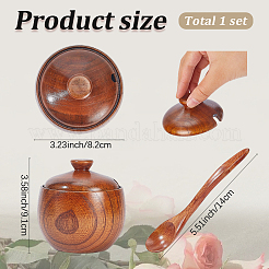 Récipients à sel en bois avec couvercle et cuillère&nbsp;AJEW-WH20073-003