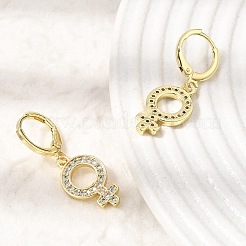 Boucles d'oreilles pendantes à fermoir levier en laiton serties de micro-pavés de zirconiums cubiques&nbsp;KK-CBA04DC-03G