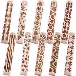 10 rullo per texture in argilla con manico in legno in 10 stili&nbsp;TOOL-CN0001-12A