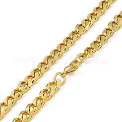 Collana a catena cubana in acciaio inossidabile 201 con placcatura sotto vuoto in PVD e fermagli in acciaio inossidabile 304 per uomo e donna&nbsp;NJEW-M194-01A-G