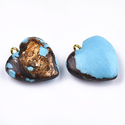 Pendentifs assemblés en bronzite et turquoise synthétique&nbsp;G-T111-04C