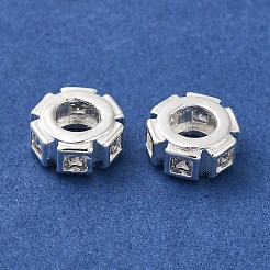 Perline europee con placcatura in ottone e pavé di zirconi trasparenti&nbsp;KK-M285-17S