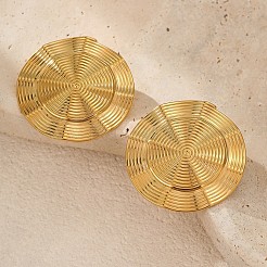 Pendientes de botón en espiral de acero inoxidable 304 para mujer&nbsp;WGF8EE8-06