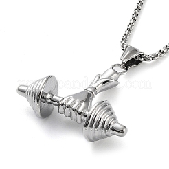 Collares colgantes con mancuernas de acero inoxidable 304 que no se deslustran&nbsp;NJEW-Z023-01P