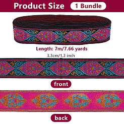 Ruban floral brodé en polyester plat de style ethnique&nbsp;OCOR-WH0078-332A