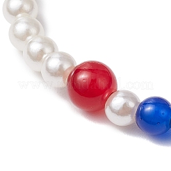 1 bracciale elastico con perline rotonde in cristallo e 1 braccialetti elastici con perline rotonde in vetro e plastica ABS con perle finte per le donne&nbsp;BJEW-JB11733