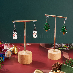 2 Paar 2 Stile Weihnachtsmotiv Glasohrringe&nbsp;EJEW-TA00701