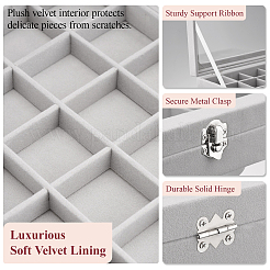 Scatole portagioielli in mdf a 24 griglia rivestite in velluto con finestra a vista&nbsp;CON-WH0095-250