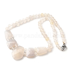 Collane di perline graduate sfaccettate in agata bianca naturale per le donne&nbsp;NJEW-B128-01J