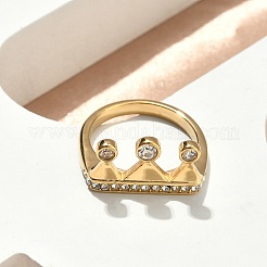Anelli da donna in acciaio inossidabile 304 con micro pavé di zirconi cubici&nbsp;RJEW-F205-01F-G