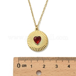 304 Edelstahl Siam Strass Herz Anhänger Kirsche Gliederkette Doppelschicht Halsketten für Frauen&nbsp;NJEW-B132-01G