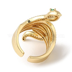 Gestellplattierte offene Manschettenringe aus Messing mit Mikropavé und klarem Zirkonia für Damen&nbsp;RJEW-M162-38G