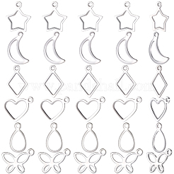 Lot De 30 Pendentifs Vierges En Forme De Cœur Acier Inoxydable 18x19.5mm - Neuf