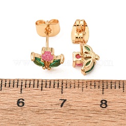 Orecchini da donna in ottone con micro pavé di zirconi cubici&nbsp;KK-CBACC01-05G