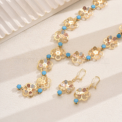 Ensembles de boucles d'oreilles et de colliers élégants en zircone cubique en forme de fleur pour les fêtes de vacances des femmes&nbsp;CW0410