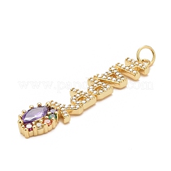 Placage en rack pendentifs en zircone cubique colorée en laiton&nbsp;KK-M229-25G