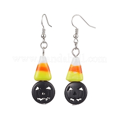 Orecchini pendenti in vetro di Murano fatti a mano con mais caramelle di Halloween&nbsp;EJEW-JE05870