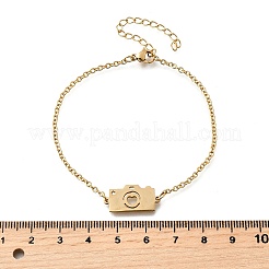 201 braccialetti con maglie a forma di cuore in acciaio inossidabile&nbsp;BJEW-B128-04G