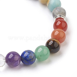 Braccialetti elasticizzati con perline di amazzonite di fiori naturali&nbsp;BJEW-JB03846-05