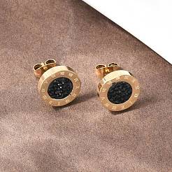 Boucles d'oreilles à tige rondes et plates en acier inoxydable 304&nbsp;EJEW-H175-02G-02