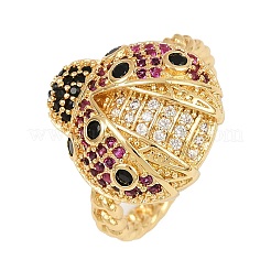 Anillos de brazalete de circonita cúbica de colores micro pavé de latón&nbsp;RJEW-P155-03G