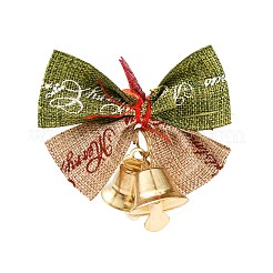 Lazo grande de lino navideño con adornos de campana de hierro&nbsp;AJEW-S088-02C