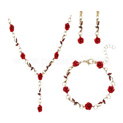 Sets aus Halsketten mit Anhängern aus rosa Legierung und Acryl&nbsp;FS-WG1B14F-01