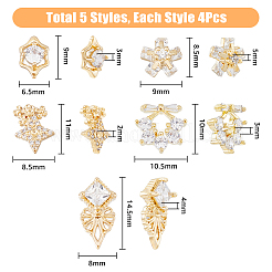 20 Stück 5 Stil Messing Micro Pave klare Zirkonia Cabochons&nbsp;KK-DC0003-25