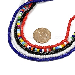 Colliers multi-rangs en perles de verre de Bohême pour femmes&nbsp;NJEW-JN05354-01