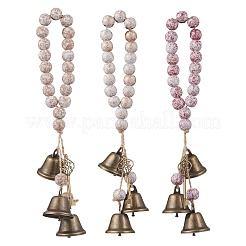 3 pendentif décoratif en forme de clé de cloche en laiton&nbsp;HJEW-JM04230