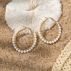 Pendientes de aro ovalados de acero inoxidable 201 de estilo playero chic&nbsp;GD7947