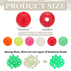 600 Stück 6 Farben Plastikperlen&nbsp;KY-FG0001-20A