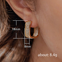 Boucles d'oreilles créoles ovales en laiton avec micro pavé de zircones cubiques&nbsp;WG8C9EE-02