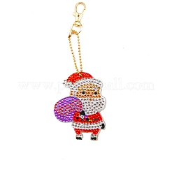 Kits de porte-clés de peinture de diamant de bricolage de thème de noël&nbsp;XMAS-PW0001-115