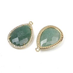 Pendentifs à facettes en aventurine verte naturelle&nbsp;G-K347-12G-06