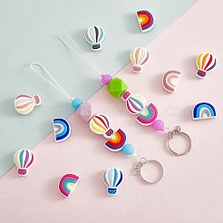 20 stücke silikon perlen regenbogen silikon perlen groß heißluftballon silikon lose abstandshalter perlen charme farbe silikon perlen kit für halskette armband schlüsselbund diy handwerk machen&nbsp;JX321A