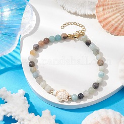 Fußkettchen mit Anhänger aus natürlichem Amazonit und synthetischem Türkis für Damen&nbsp;AJEW-AN00616-02