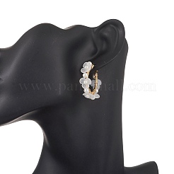 Creolen mit Muschelperlen und Acrylperlen&nbsp;EJEW-TA00747