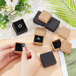 48 Stück 2 Stile quadratische Schmuckringboxen aus Kraftpapierkarton&nbsp;CBOX-PH0002-24