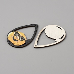 Thème halloween simple face imprimé bois de tremble gros pendentifs&nbsp;WOOD-TAC0018-09E