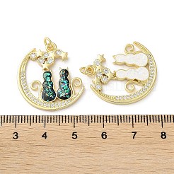 Pendenti in zirconi cubici trasparenti in micro pavè di ottone&nbsp;KK-C045-47G