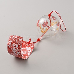 Carillons éoliens japonais en verre&nbsp;HJEW-WH0042-163C