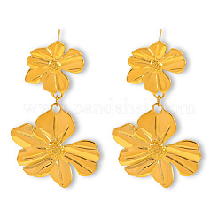 Boucles d'oreilles pendantes en acier inoxydable 304 avec fleur&nbsp;FS-WGB1EF4-01