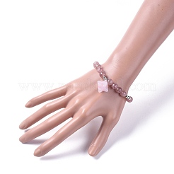 Braccialetti con cinturino elasticizzato al quarzo rosa naturale&nbsp;BJEW-JB04692-02