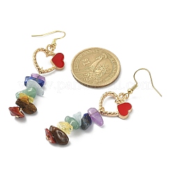 2 par de pendientes colgantes con chips de piedras preciosas naturales de 2 colores&nbsp;EJEW-JE05344
