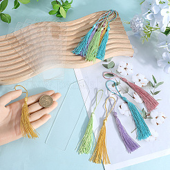 Kits para hacer marcapáginas DIY. Con decoración de borlas de acrílico transparente y poliéster.&nbsp;DIY-SP0001-92C
