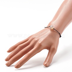 Energy pearl lustre plateado ágata natural pulsera de cuentas redondas facetadas&nbsp;BJEW-JB06749-01