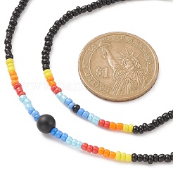 Collier de perles de graines de verre et bracelet de perles tressées&nbsp;SJEW-JS01283-02