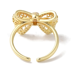 Anillos de puño abiertos de circonita cúbica transparente micro pavimentados de latón con lazo para mujer&nbsp;RJEW-C098-24G