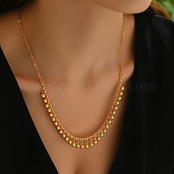 Collares minimalistas de cadena tipo cable con borlas y cuentas redondas de hierro para uso diario y salidas informales.&nbsp;NK4328